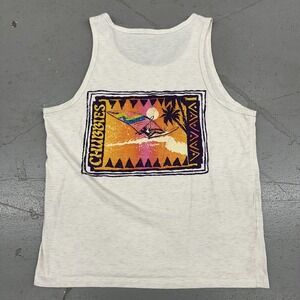 Chubbies Shirt Mens Medium White Windsurf Graphic Tank Top Beach Summer Logo